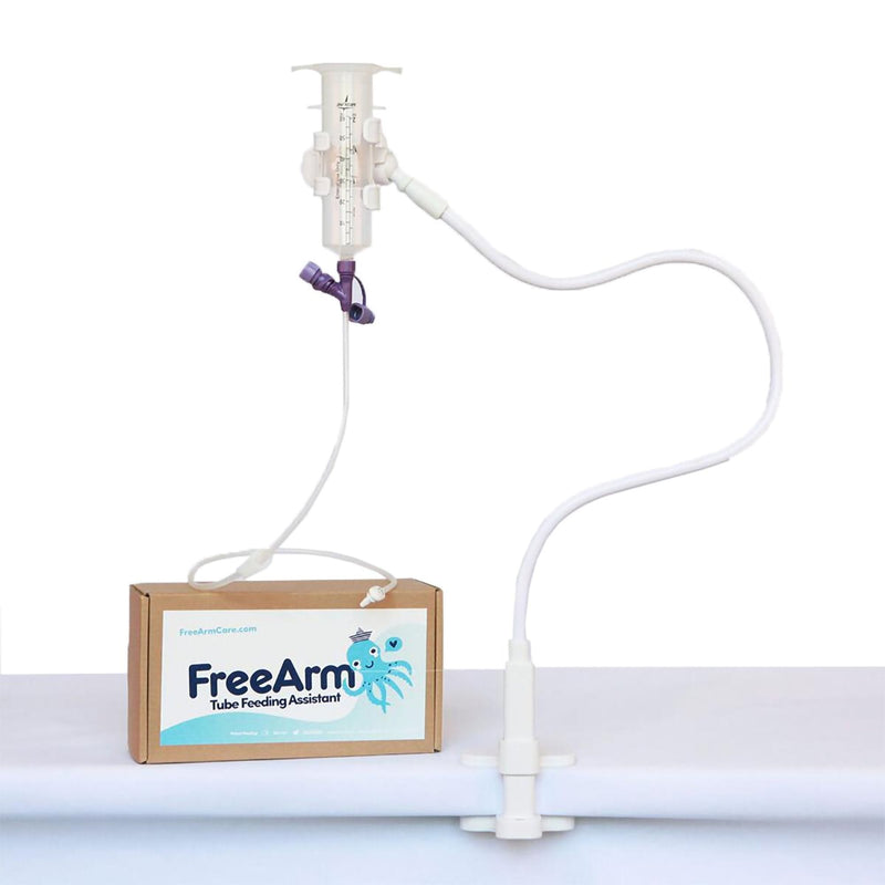 Feeding Tube / Infusion Bag Holder FreeArm Muscle White For Feeding Bags, Gravity Sryinges, Lightweight Feeding Pumps 