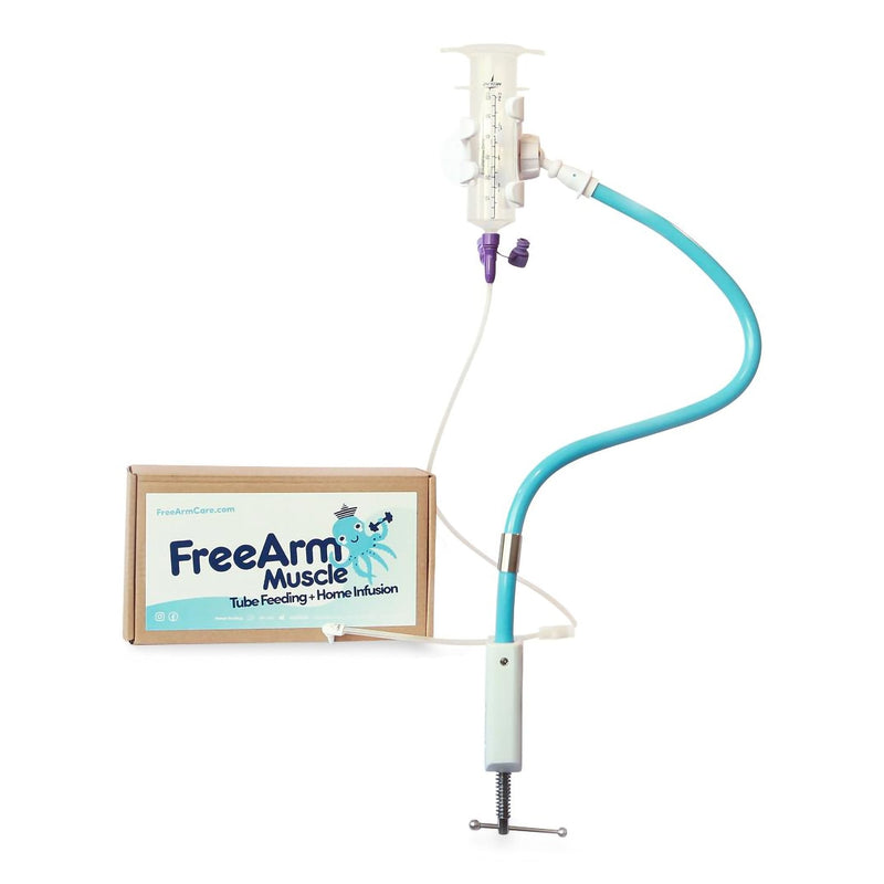 Feeding Tube / Infusion Bag Holder FreeArm Muscle Blue For Feeding Bags, Gravity Sryinges, Lightweight Feeding Pumps 