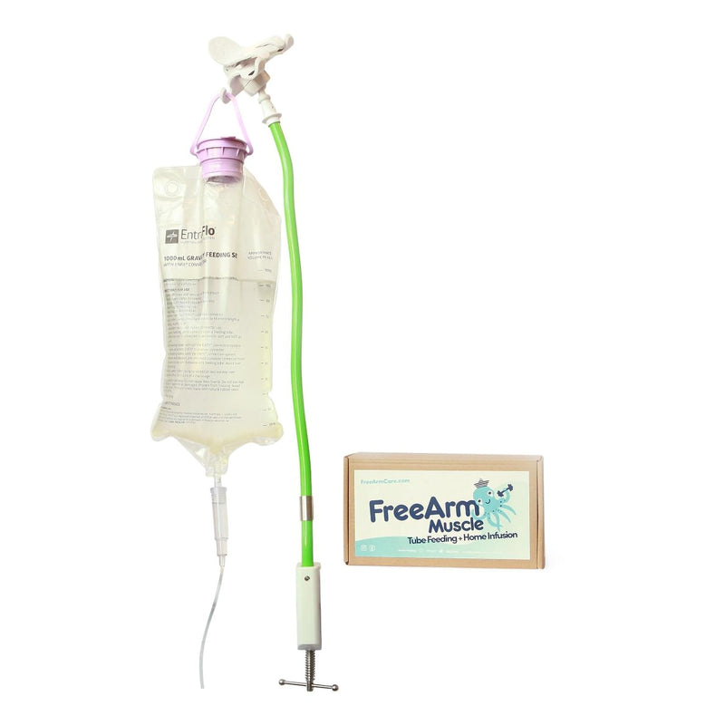 Feeding Tube / Infusion Bag Holder FreeArm Muscle Green For Feeding Bags, Gravity Sryinges, Lightweight Feeding Pumps 