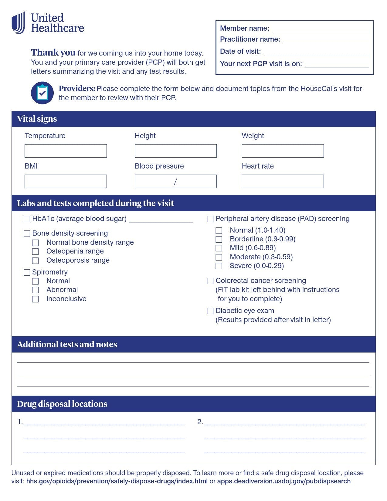 Check List Form Signigyhealth PCP Screening 8 X 10 Inch 