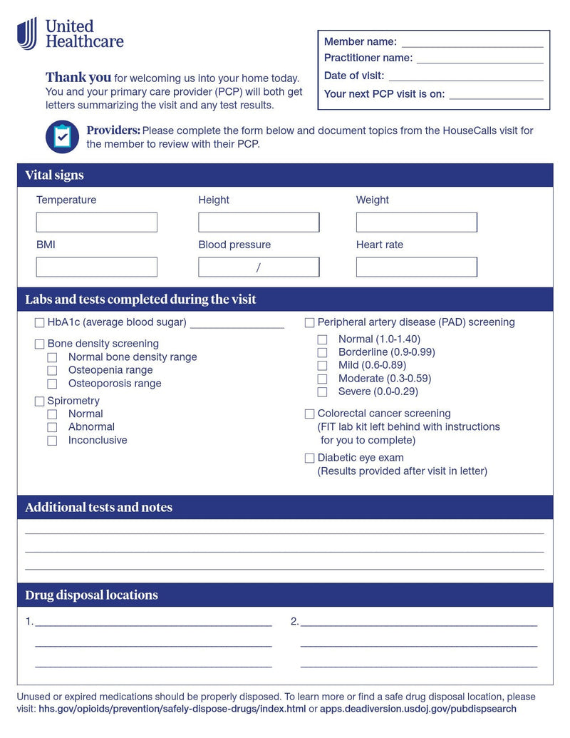 Check List Form Signigyhealth PCP Screening 8 X 10 Inch 