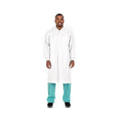 JACKET LAB KNIT COLLAR WHT MDSMS SNAP CLOSE 10/PK 10PK/CS