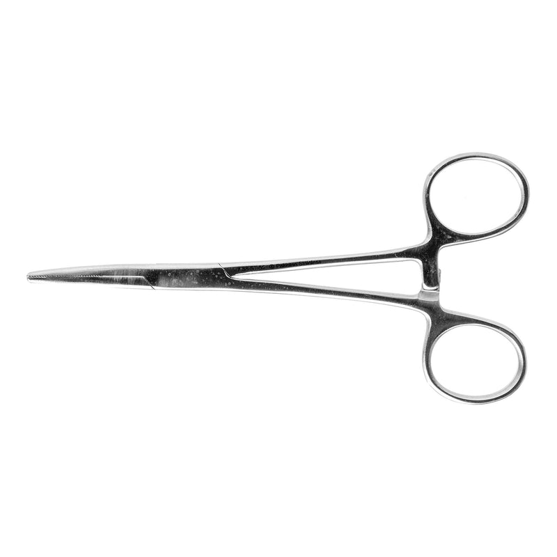 Hemostatic Forceps Miltex Disposable Kelly 5-1/2 Inch Length Floor / Office Grade Pakistani Stainless Steel Sterile Locking Finger Ring Handle Curved Serrated Tips