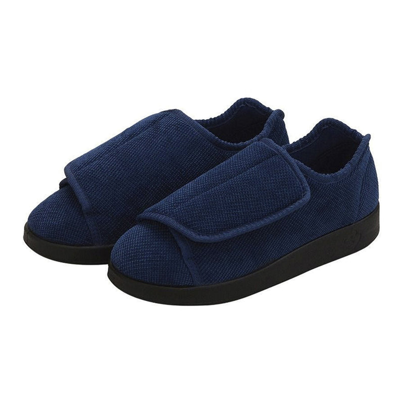 Slippers Silverts Female Adult Size 6 / 2X-Wide Hard Sole Single Patient Use Navy Blue 