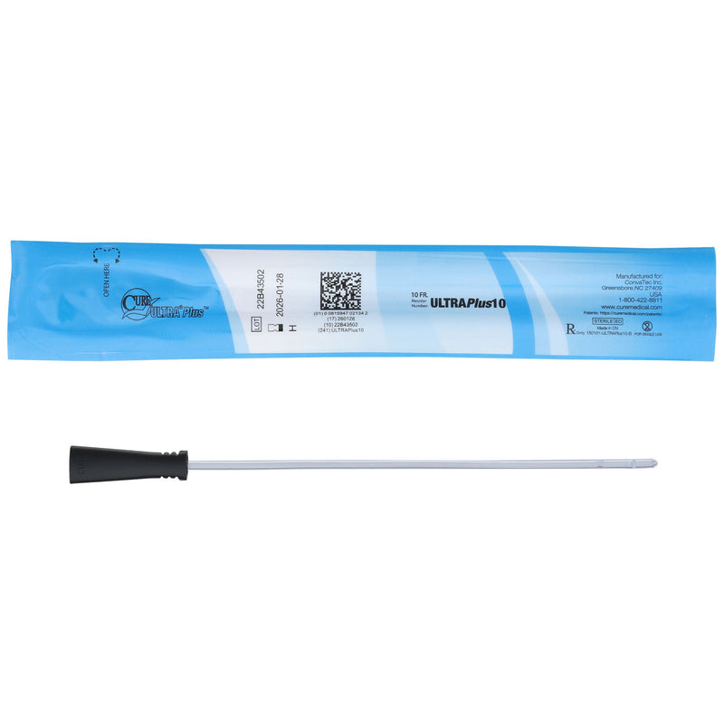 Urethral Catheter Cure Ultra Plus Straight Tip Lubricated PVC 10 Fr. 8 Inch Length (Case of 300)