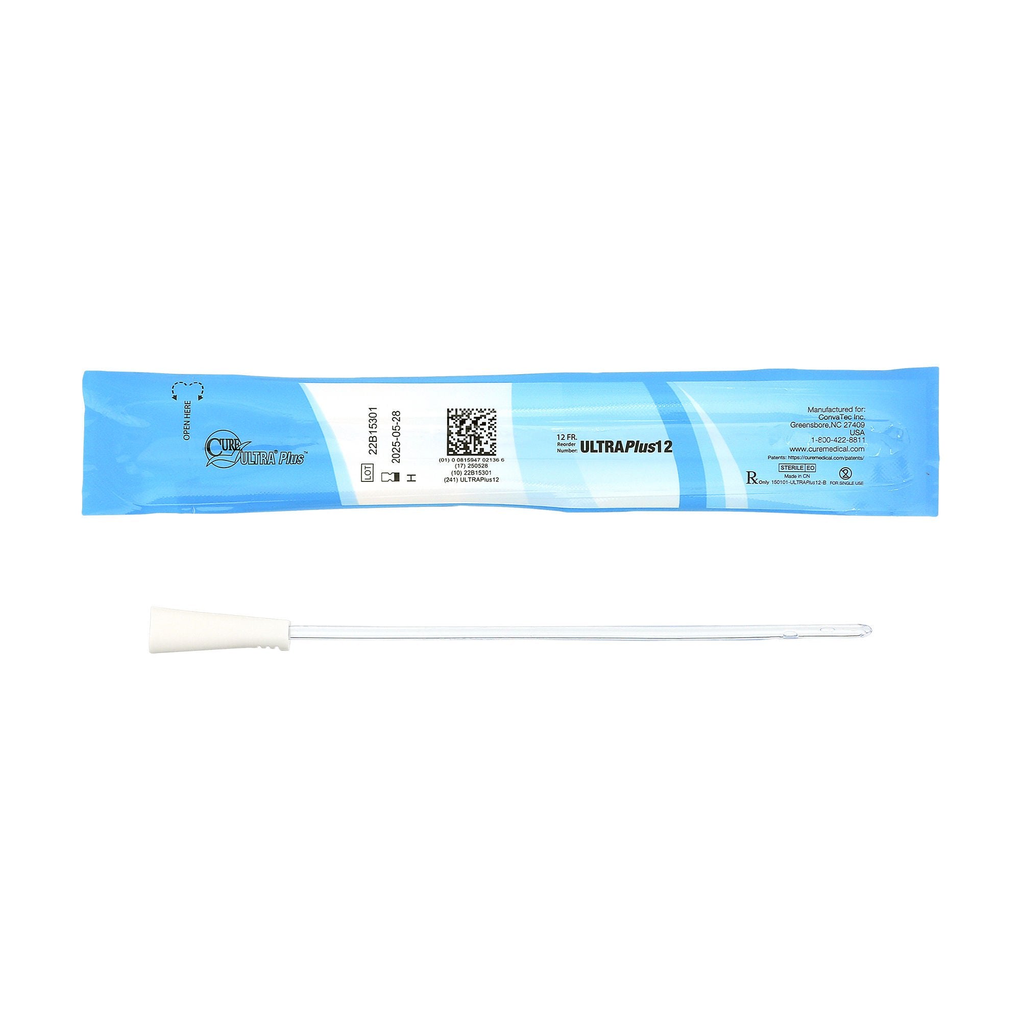 Urethral Catheter Cure Ultra Plus Straight Tip Lubricated PVC 12 Fr. 8 Inch Length (Case of 300)