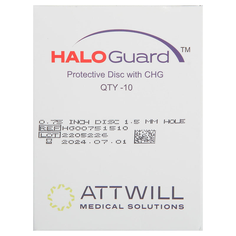 Antimicrobial Catheter Dressing Protective Disc HaloGUARD Foam 3/4 Inch Disc / 1.5 mm Hole Diameter Sterile 