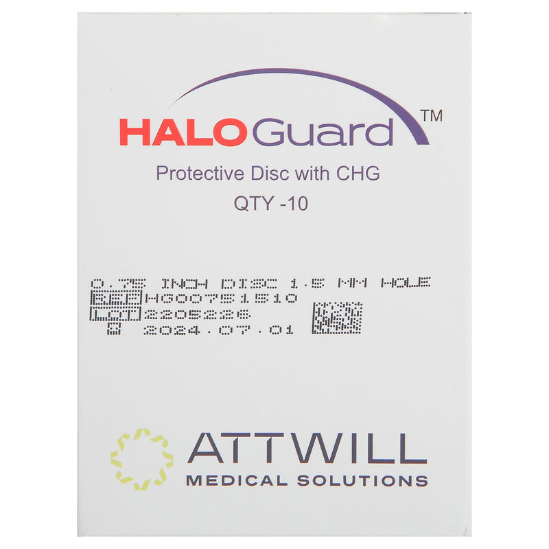 Antimicrobial Catheter Dressing Protective Disc HaloGUARD Foam 3/4 Inch Disc / 1.5 mm Hole Diameter Sterile