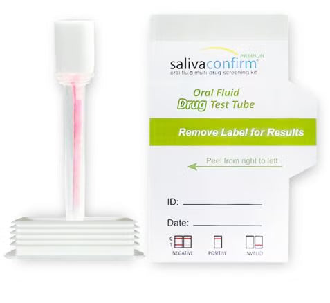 Drugs of Abuse Test Kit Salivaconfirm Premium AMP50, COC20, mAMP/MET50, OPI40, THC12 25 Tests For Employment / Insurance Use 