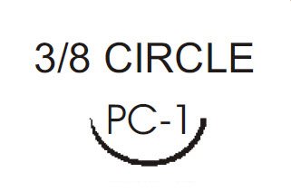 Nonabsorbable Suture with Needle Ethilon Nylon PC-1 3/8 Circle Precision Conventional Cutting Needle Size 6-0 Monofilament 