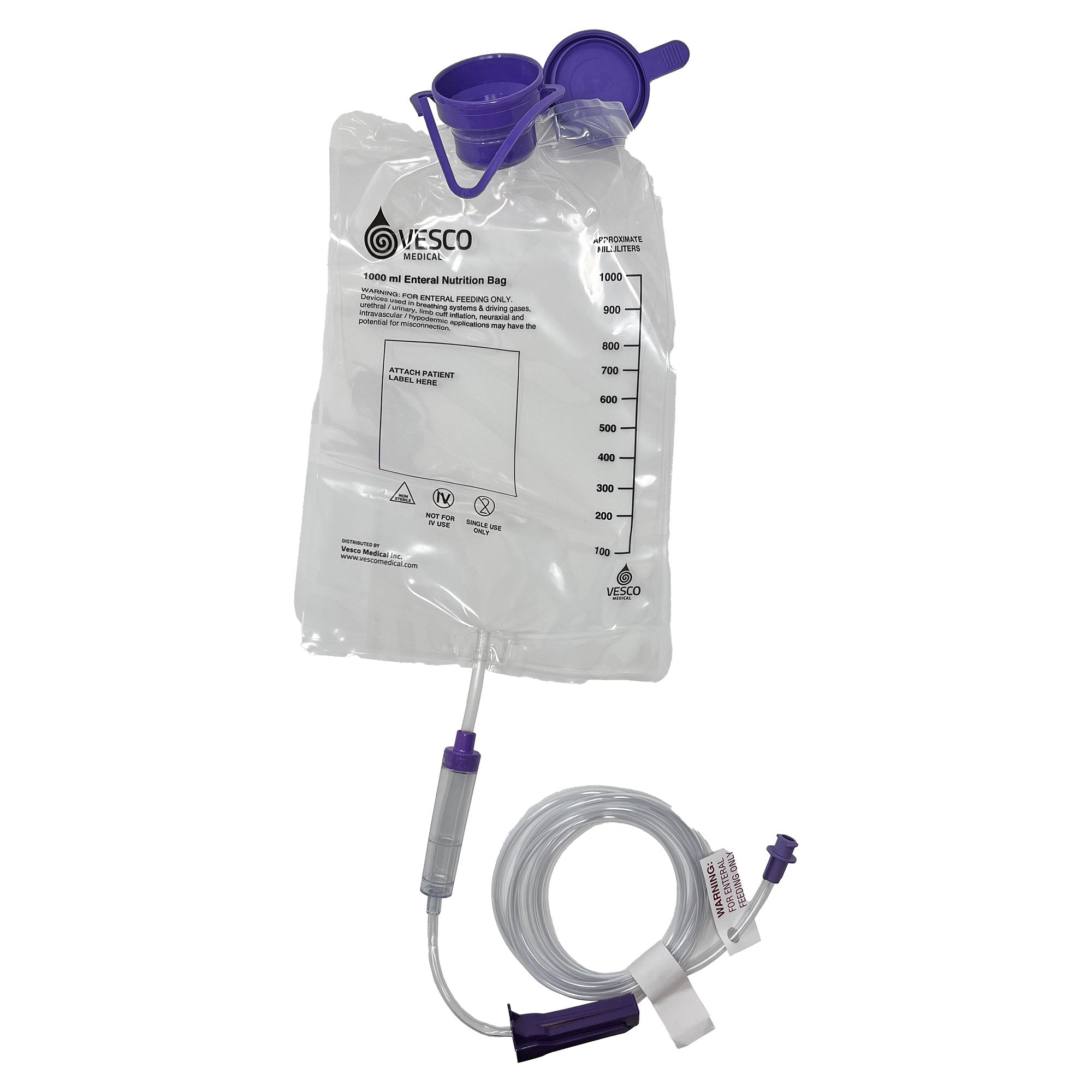 Gravity Feeding Bag Set with ENFit Connector 1000 mL Layered Laminate 