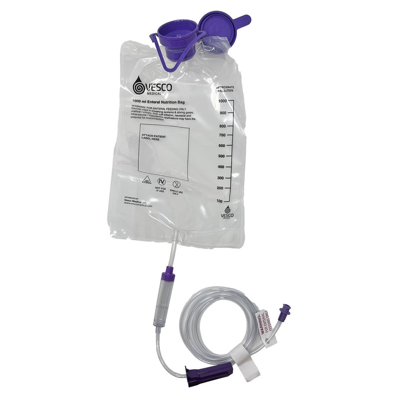 Gravity Feeding Bag Set with ENFit Connector 1000 mL Layered Laminate (Case of 30)