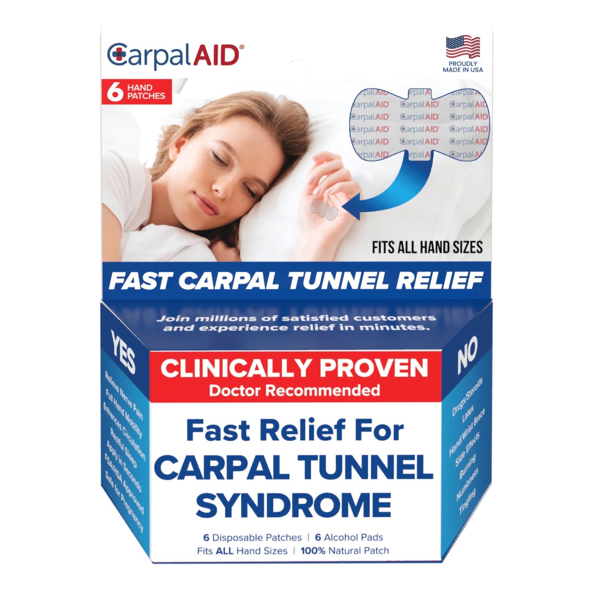 Hand-Based Carpal Tunnel Support Carpal AID Patch Plastic Left or Right Hand Clear One Size Fits Most 