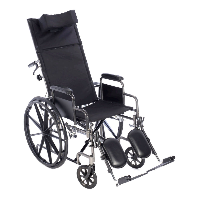Reclining Wheelchair Chariot-RC Full Length Arm Elevating Legrest Black Upholstery 24 Inch Seat Width Adult 500 lbs. Weight Capacity 