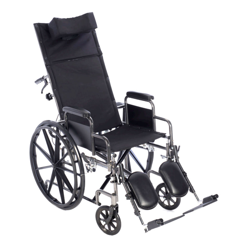 Reclining Wheelchair Chariot-RC Full Length Arm Elevating Legrest Black Upholstery 24 Inch Seat Width Adult 500 lbs. Weight Capacity (Each)