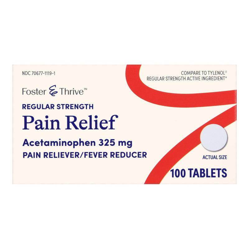 Pain Relief Foster & Thrive 325 mg Strength Acetaminophen Tablet 100 per Bottle 