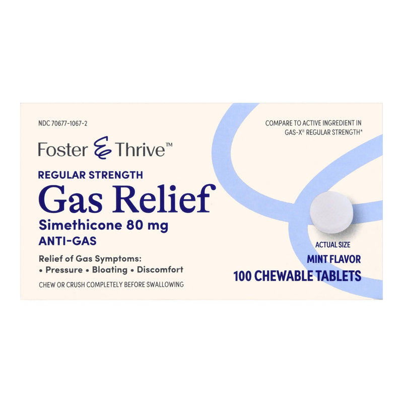 Gas Relief Foster & Thrive 80 mg Strength Chewable Tablet 100 Tablets 