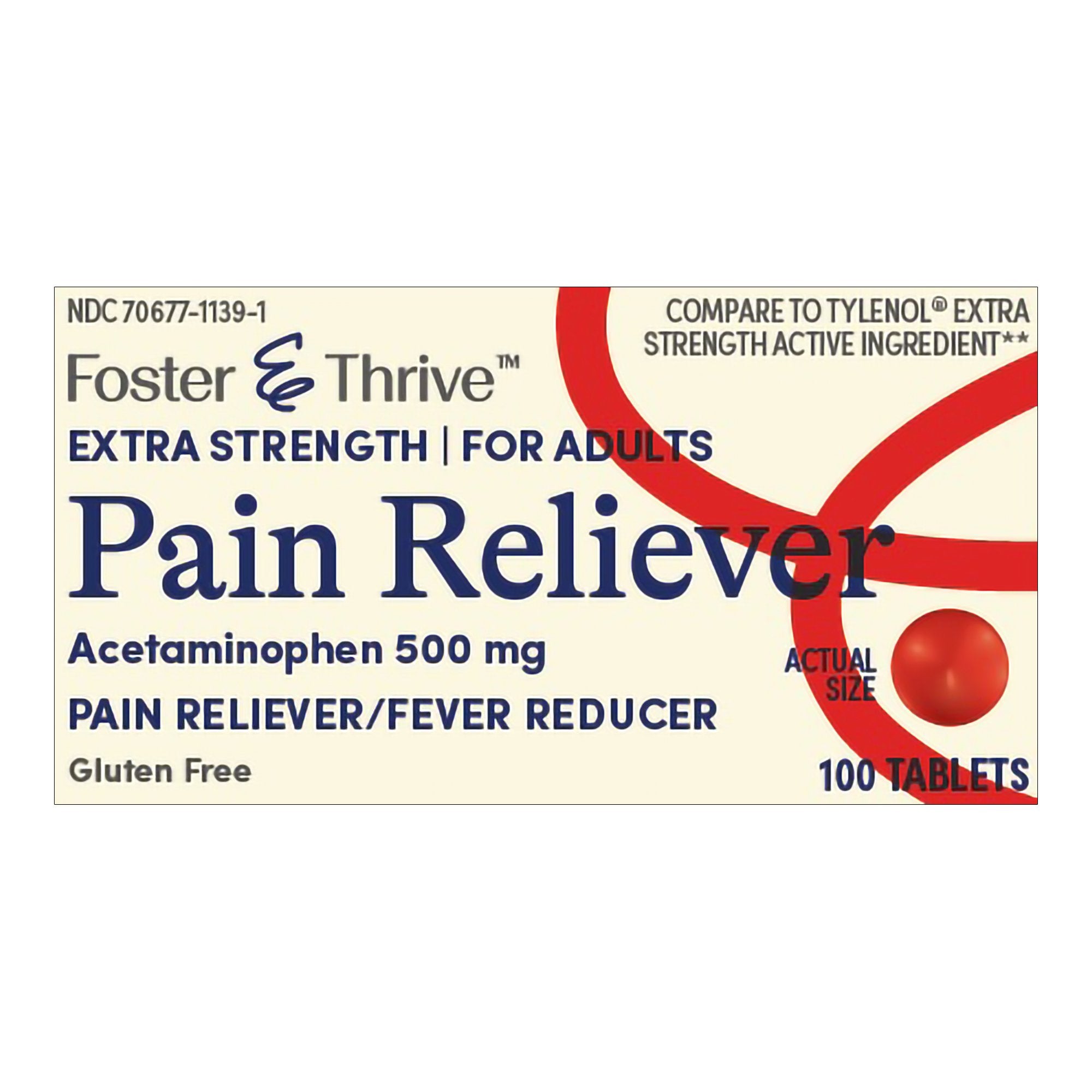 Pain Relief Foster & Thrive 500 mg Strength Acetaminophen Tablet 100 per Bottle 