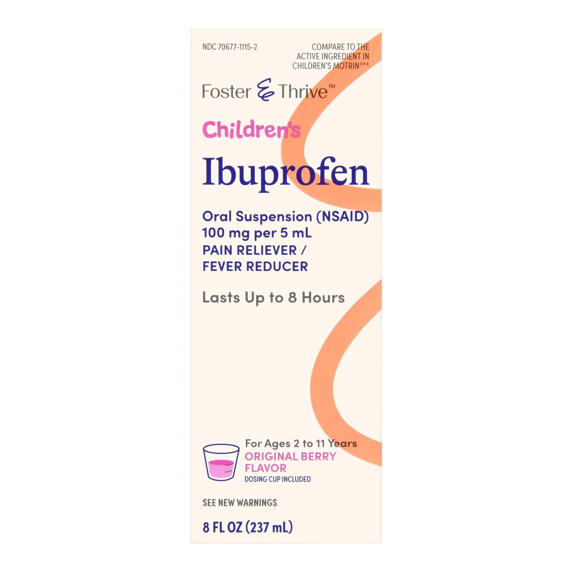 Children's Pain Relief Foster & Thrive 100 mg / 5 mL Strength Ibuprofen Oral Suspension 8 oz. 