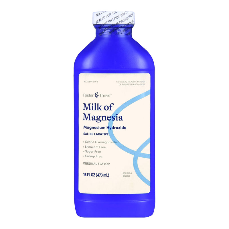 Laxative Foster & Thrive Original Flavor Oral Suspension 16 oz. 400 mg / 5 mL Strength Magnesium Hydroxide 