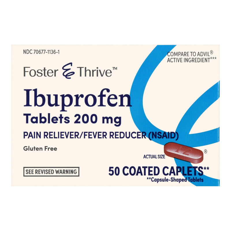 Pain Relief Foster & Thrive 200 mg Strength Ibuprofen Caplet 50 per Bottle 