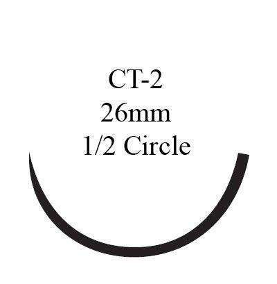 Nonabsorbable Suture with Needle Ethibond Excel Polyester CT-2 1/2 Circle Taper Point Needle Size 0 Braided (Box of 36)