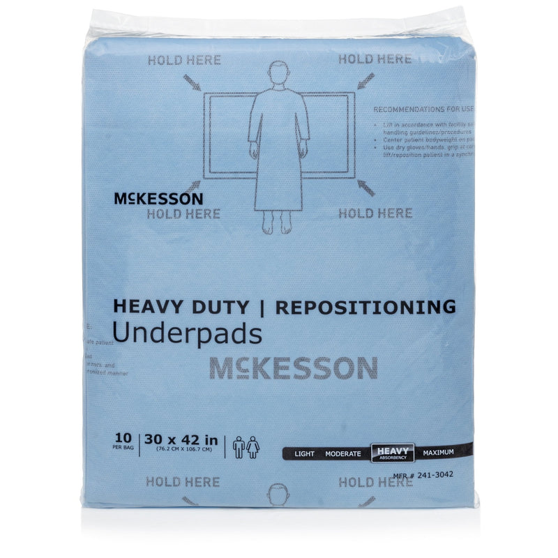 Disposable Underpad McKesson Low Air Loss and Repositioning 30 X 42 Inch Super Absorbent Polymer Heavy Absorbency 