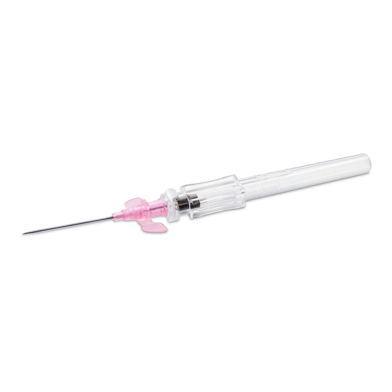 Peripheral IV Catheter McKesson Prevent R 20 Gauge 1 Inch Polyurethane Winged Hub Blood Control Push Button Safety
