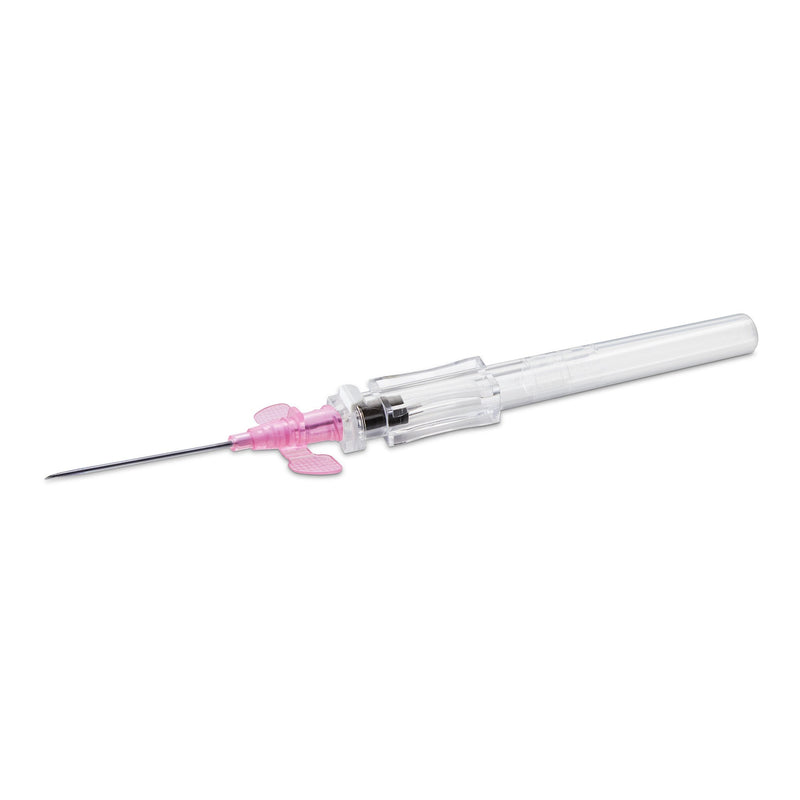 Peripheral IV Catheter McKesson Prevent R 20 Gauge 1 Inch Polyurethane Winged Hub Blood Control Push Button Safety 