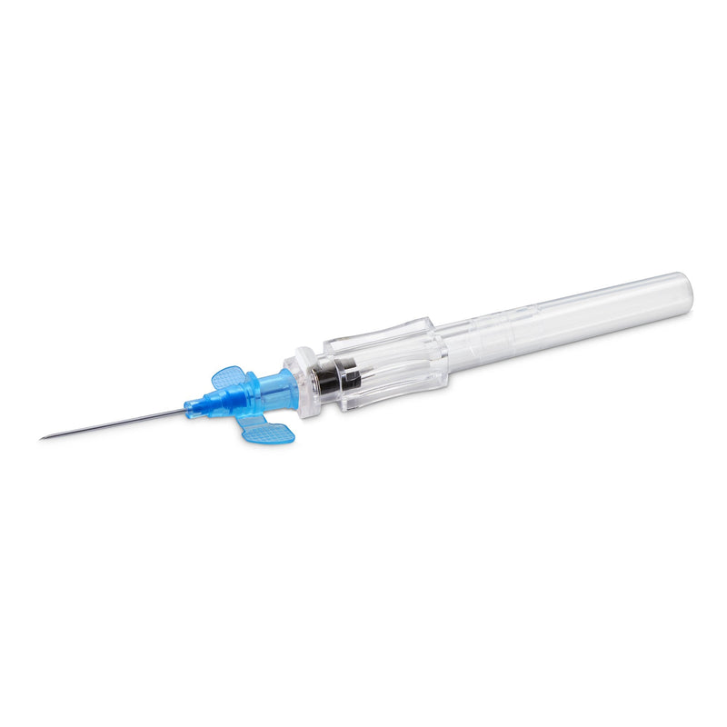 Peripheral IV Catheter McKesson Prevent R 22 Gauge 1 Inch Polyurethane Winged Hub Blood Control Push Button Safety 