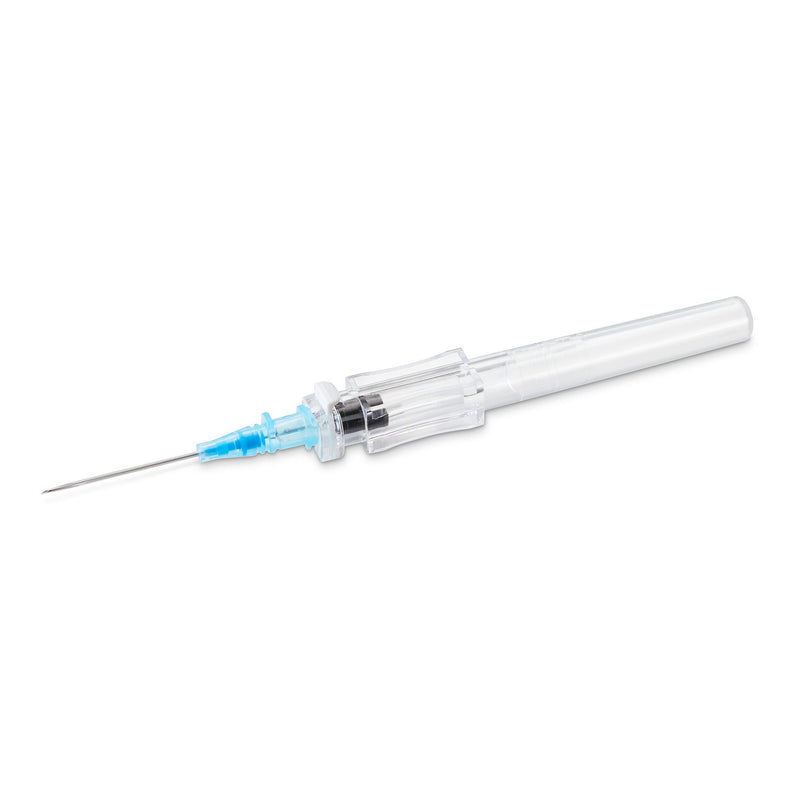 Peripheral IV Catheter McKesson 22 Gauge 1 Inch Polyurethane Straight Hub Non Blood Control Push Button Safety (Case of 200)