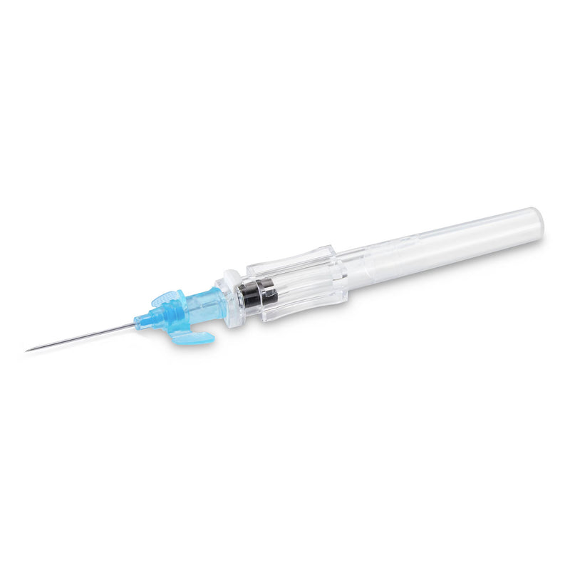 Peripheral IV Catheter McKesson 22 Gauge 1 Inch Polyurethane Winged Hub Non Blood Control Push Button Safety (Case of 200)
