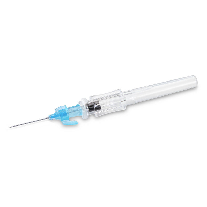 Peripheral IV Catheter McKesson 22 Gauge 1 Inch Polyurethane Winged Hub Non Blood Control Push Button Safety 