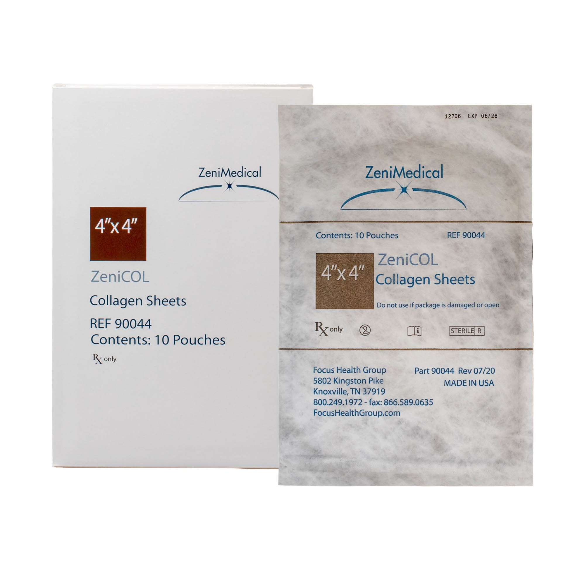 Collagen Dressing ZeniCOL 4 X 4 Inch Square Sterile 