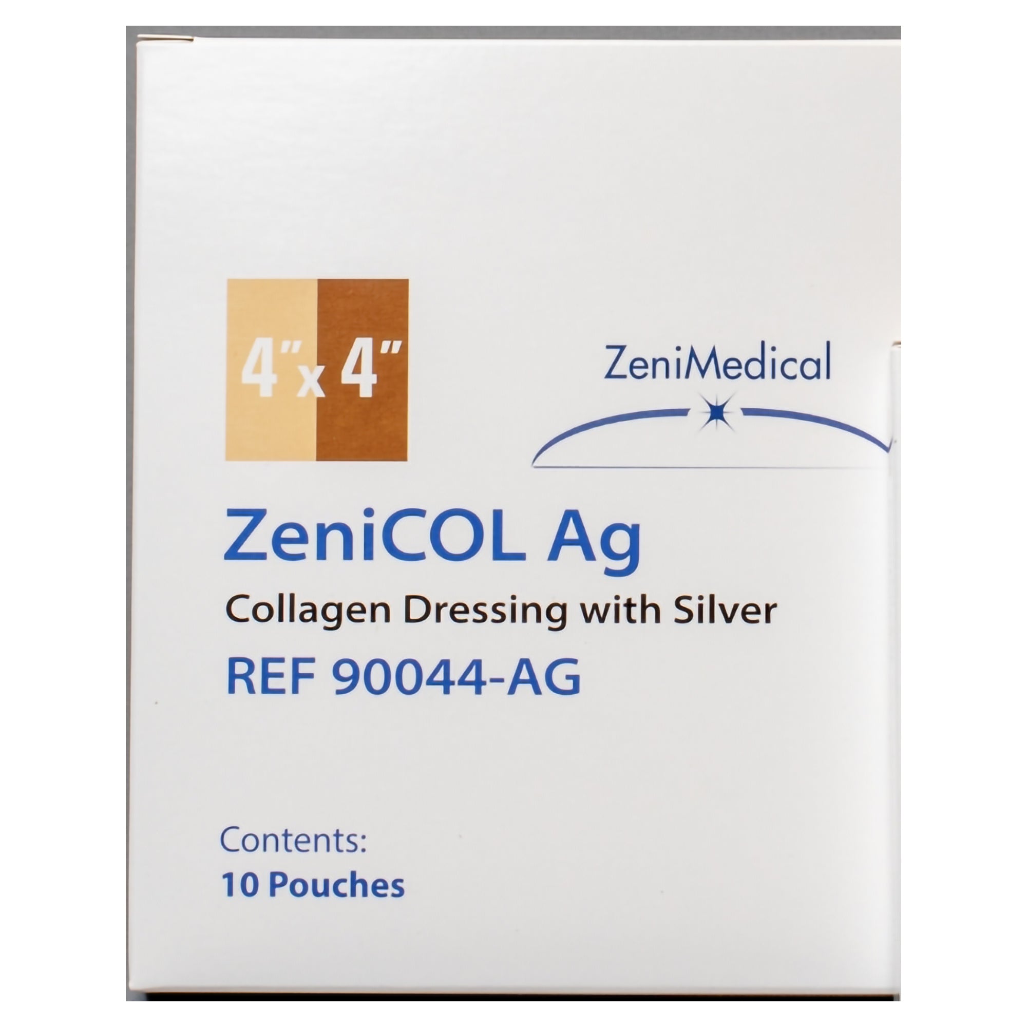 Silver Collagen Dressing ZeniCOL Ag 4 X 4 Inch Square Sterile 