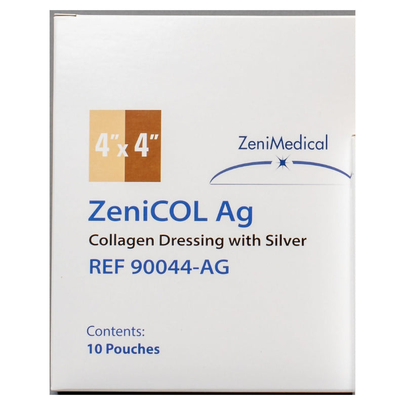 Silver Collagen Dressing ZeniCOL Ag 4 X 4 Inch Square Sterile (Box of 10)