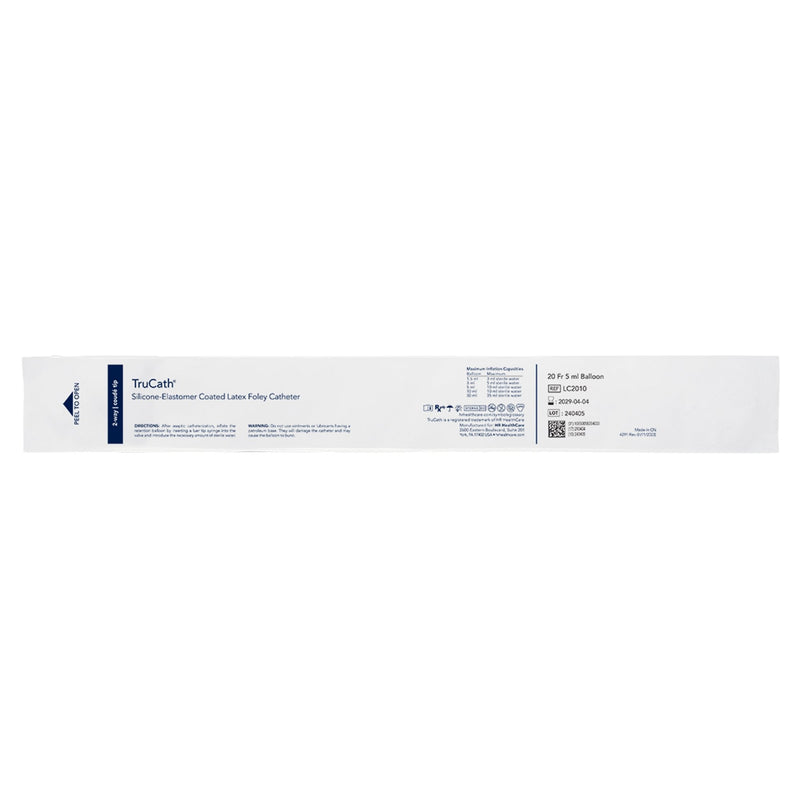 Foley Catheter TruCath 2-Way Coude Tip 5 mL Balloon 20 Fr. Silicone Elastomer Coated Latex 