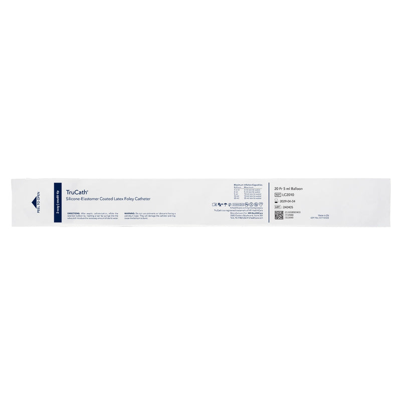Foley Catheter TruCath 2-Way Coude Tip 5 mL Balloon 20 Fr. Silicone Elastomer Coated Latex 