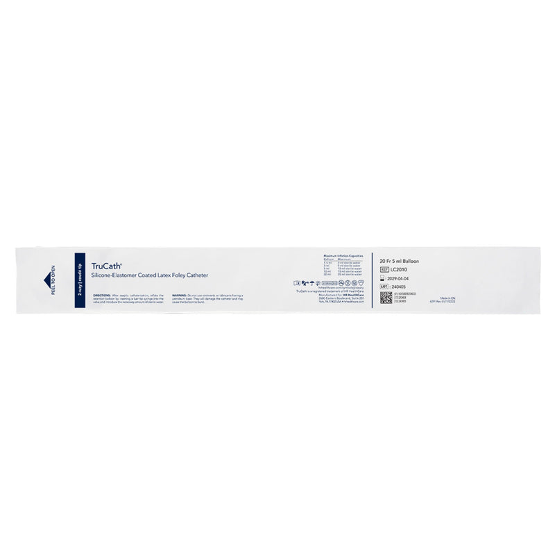 Foley Catheter TruCath 2-Way Coude Tip 5 mL Balloon 20 Fr. Silicone Elastomer Coated Latex (Case of 12)