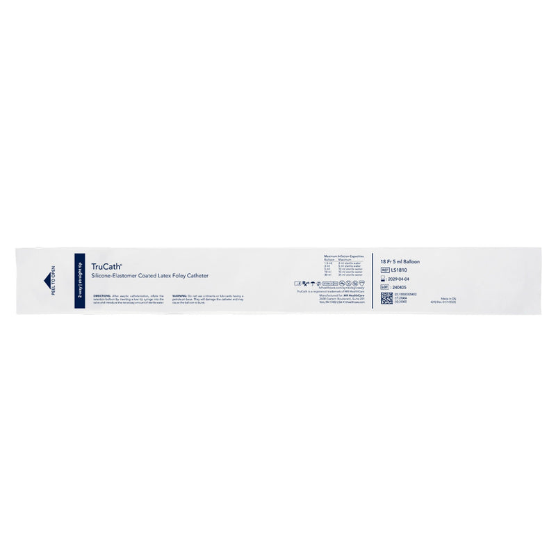 Foley Catheter TruCath 2-Way Standard Tip 5 mL Balloon 18 Fr. Silicone Elastomer Coated Latex (Case of 12)