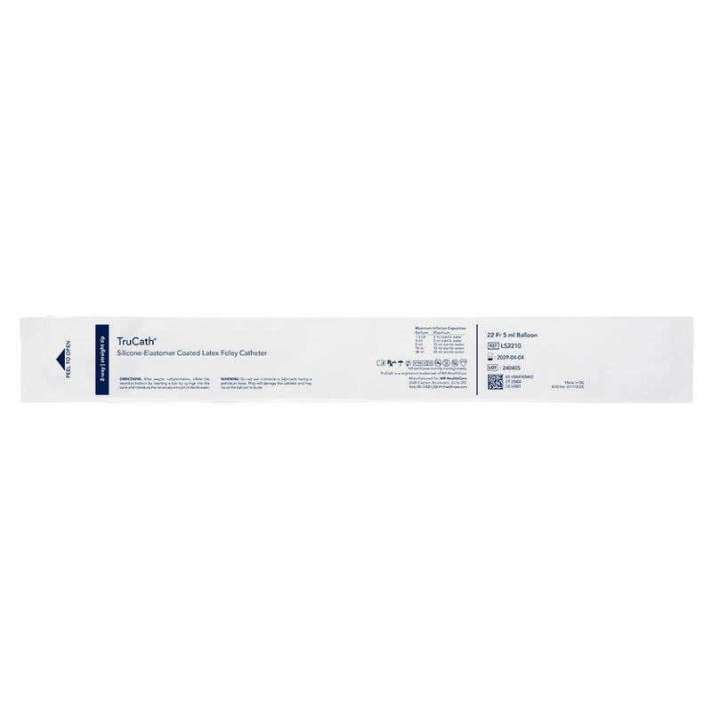 Foley Catheter TruCath 2-Way Standard Tip 5 mL Balloon 22 Fr. Silicone Elastomer Coated Latex (Case of 12)