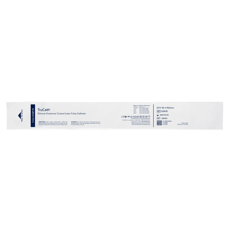 Foley Catheter TruCath 2-Way Standard Tip 30 mL Balloon 24 Fr. Silicone Elastomer Coated Latex
