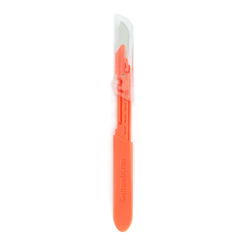 Safety Scalpel PPSS No. 10 Polymer Coated Stainless Steel / Plastic Classic Grip Handle NonSterile Disposable 