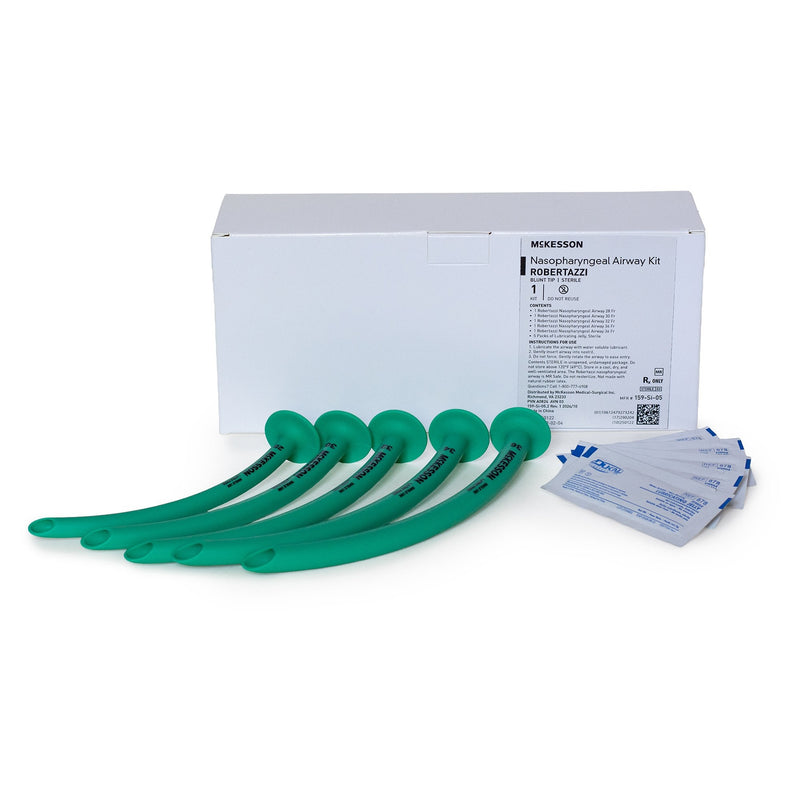 Nasopharyngeal Airway Set McKesson 28 Fr., 30 Fr., 32 Fr. 34 Fr., 36 Fr. Trumpet Style (Robertazzi) Silicone 