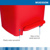 McKesson Waste Can with Step-On Pedal, Plastic, Red, 15.16 x 14.37 x 18.9 Inch