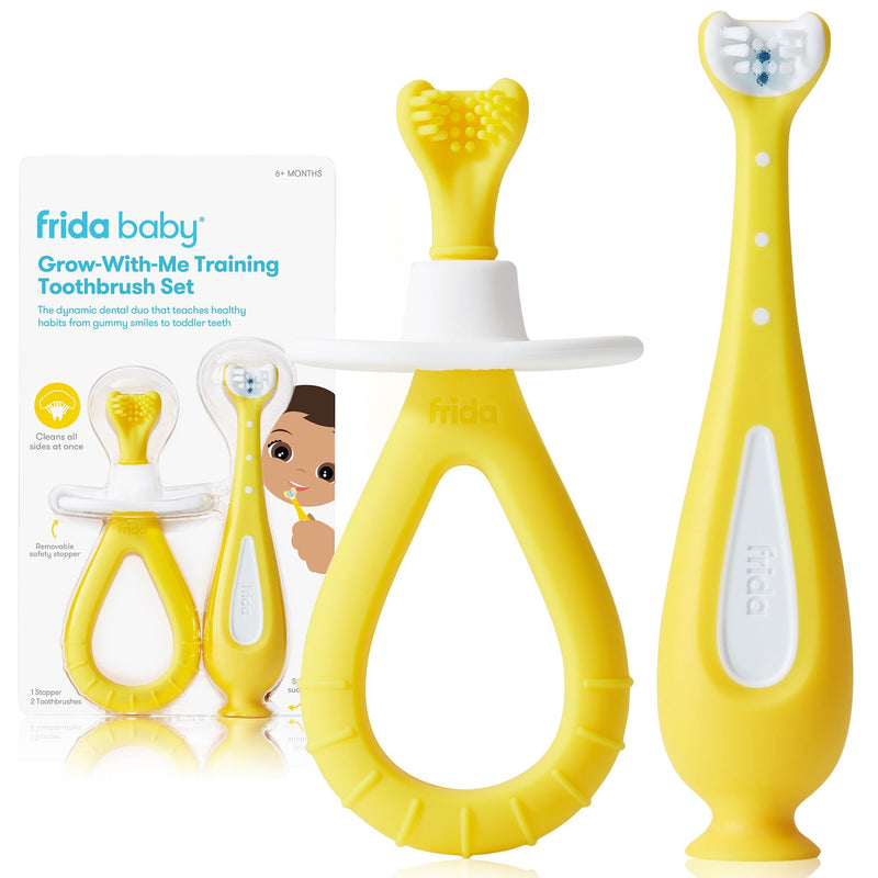 Toothbrush Training Set frida baby Grow With Me Yellow Ages 6 Months and Up 
