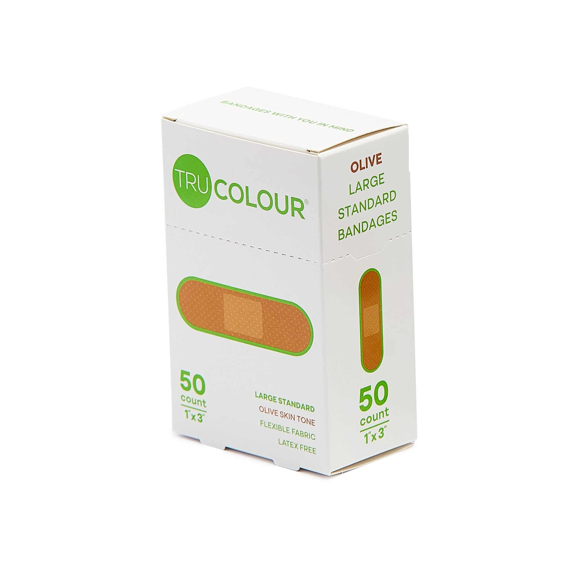 Adhesive Strip Tru-Colour Fabric Olive 1 X 3 Inch Sterile 
