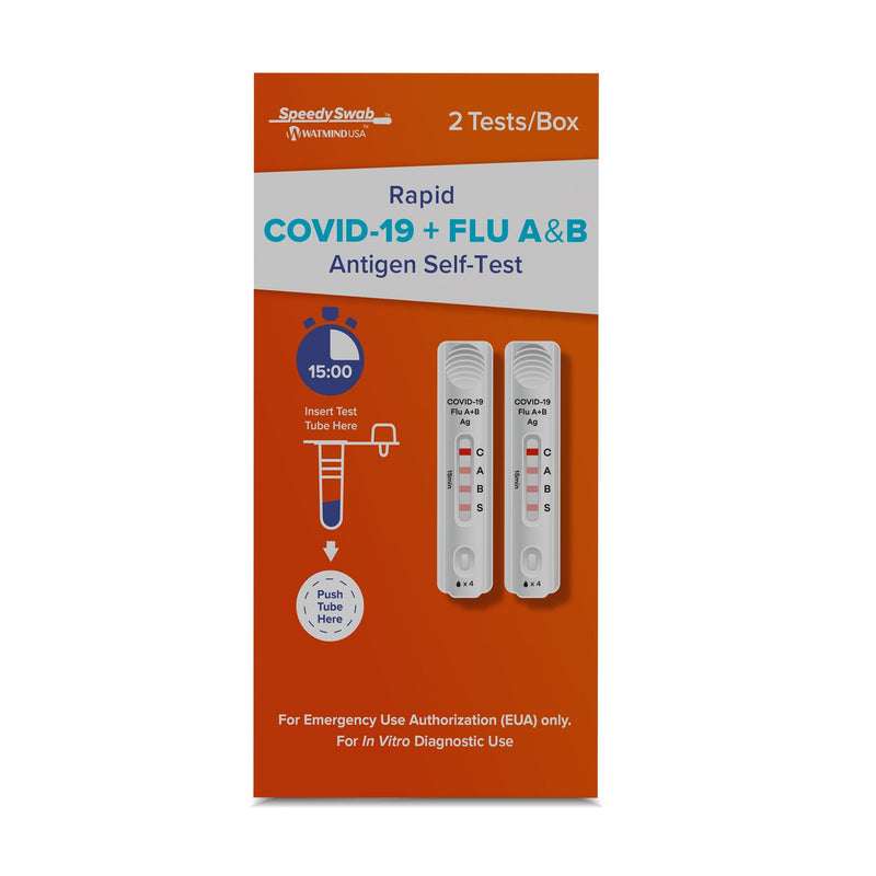 Respiratory Test Kit SpeedySwab COVID-19 / Flu A+B Antigen Self-Test 2 Tests per Kit 
