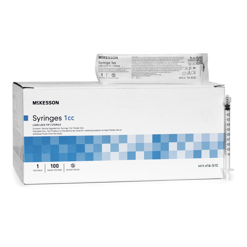 General Purpose Syringe McKesson 1 mL Luer Lock Tip Without Safety (Case of 1800)