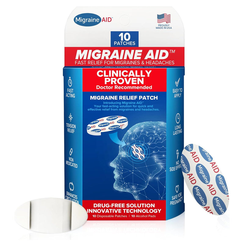Topical Pain Relief MIGRAINE AID Drug Free Patch 